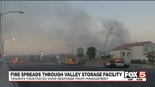 Firefighters work through the night battling blaze at Las Vegas storage facility