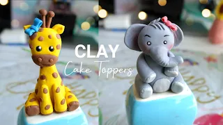 Clay Cake Toppers - Giraffe & Elephant | Clay Craft Ideas | Air Dry Clay