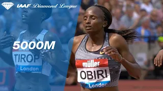 Hellen Obiri outmanuevers Sifan Hassan to win the 5000m in London - IAAF Diamond League 2019
