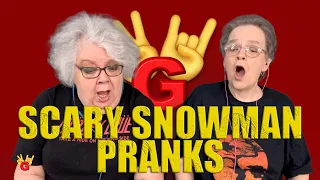 2RG REACTION: SCARY SNOWMAN PRANKS - Two Rocking Grannies Reaction!