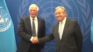 Josep Borrell EU debates with António Guterres at United Nations General Assembly 2022 New York UNGA