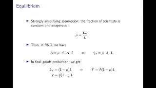 Simplified Version of the Endogenous Growth Model of Romer (1990)