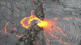 Drone footage from September 13 and 14, 2021, of the volcano in Iceland