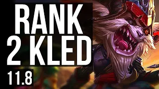 KLED vs UDYR (TOP) | Rank 2 Kled, 1.7M mastery, 600+ games, 2/2/8 | BR Grandmaster | v11.8