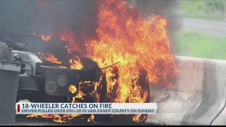 PHOTOS: 18-wheeler catches fire Sunday on I-20