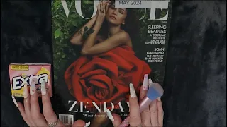 ASMR Gum Chewing Magazine Flip Through | VOGUE Zendaya | Whispered Page Turning