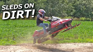 Cheap snowmobiles on DIRT! Race, drag, and FREESTYLE!