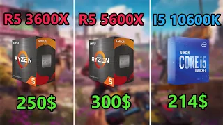 Ryzen 5 3600x vs Ryzen 5 5600x vs i5 10600k - 10 Games Tested on 1080p