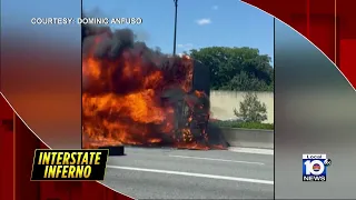 Survivor describes tour bus driver's heroism after fire on I-595