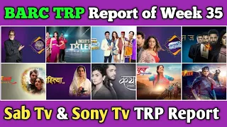 Sab Tv & Sony Tv BARC TRP Report of Week 35 : All 15 Shows Full Trp Report