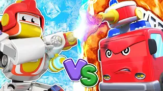 🔥Hot Fire Truck vs Cold Fire Truck 🧊: Battle of the Robots🚒 Fire Safety for Kids | Robofuse