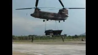 Chinook can Lift military car size 2 ½ tons