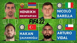 Henrikh Mkhitaryan vs Inter Centre Mids (Barella,Hakan Çalhanoğlu,Arturo Vidal) FIFA 22 Comparison