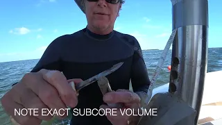 Taking sub-sample of seagrass sediment core