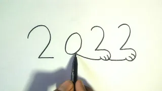 Lion drawing | How to turn numbers 2022 into lion | Easy step by step drawing | Numbers drawing