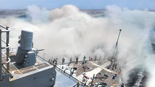 US Navy Ships Special Techniques to not Sink During Storm