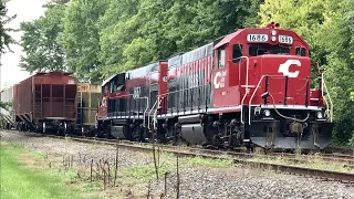 Short Line Railroad Switching & A Giant 3 Locomotive Train On Cincinnati Eastern Railroad In Ohio