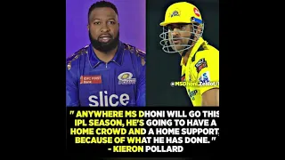 Kieron pollard statement on MS Dhoni in IPL 2023 🔥🏏#shorts #ipl2023 #msdhoni