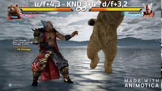 Tekken 7 - Kuma/Panda Bear Combo: u/f+4,3 Screw (Optimal)