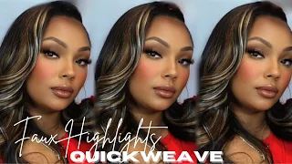 FAUX HIGHLIGHTS SIDE PART QUICK WEAVE | WATCH ME DO MY HAIR|MS.TIERAAMBER