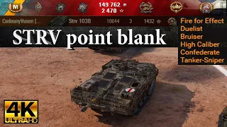 Strv 103B video in Ultra HD 4K🔝 point blank, 10644 dmg, 3 kills, 1432e 🔝 World of Tanks ✔️