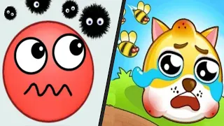 HIDE BALL: BRAIN TEASER GAMES vs SAVE THE DOGE - Satisfying Double Gameplay Best Levels Android ios