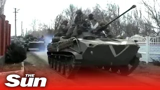 Russian armoured tanks and airborn troops move in on Kyiv region, Ukraine