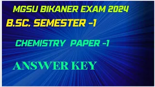 Chemistry Paper Answer key #mgsu #mgsuchemistry #answerkey #mgsu #semester1