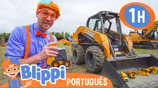 Aprenda Sobre Veículos de Construção | 1 HORA Blippi em Português | Vídeos Educativos para Crianças