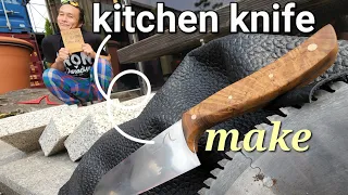 Making a kitchen knife with a discarded saw blade.