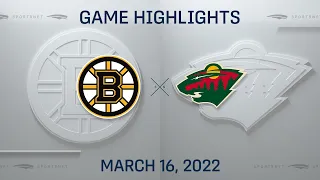 NHL Highlights | Bruins vs. Wild - Mar. 16, 2022