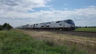 Amtrak #4 departing Newton, KS at 3:40pm, August 3, 2022.