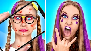 From NERD to E-Girl! Crazy GIRLY BEAUTY Struggles with Viral TIKTOK Hacks by La La Life Emoji