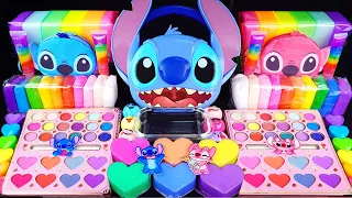 Stitch Rainbow Slime Mixing Random Cute, shiny things into slime #ASMR #Satisfying #slimevideos #슬라임