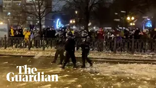 Russia protests: police pelted with snowballs in Moscow