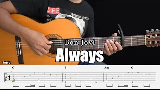 Always - Bon Jovi - Fingerstyle Guitar Tutorial + TAB & Lyrics