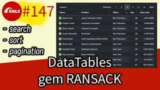 Rails #147 DataTables - search, sort, pagination with Ransack and Pagy