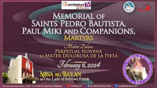 OLSP | Memorial of Saints Pedro Bautista, Paul Miki & Companions, Martyrs | February 6, 2024, 6AM
