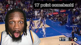 76ers vs Grizzlies | 17 point COMEBACK! 😳 | Reaction