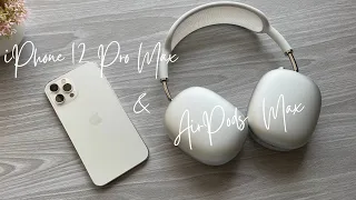 iPhone 12 Pro Max Silver & AirPods Max Silver Unboxing📱🎧