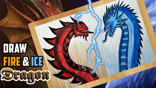 Draw Red Dragon and Blue Dragon I Dragon Drawing Tutorial I Rio Art Club Dragon