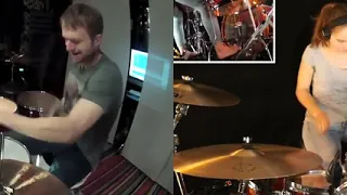 Forty Six & 2 (Tool) climax drum covers by John Kew and Sina Drums side-by-side