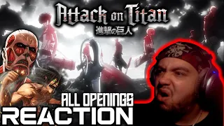 WHAT IS THAT! FIRST TIME Reacting to Attack on Titan ALL OPENINGS