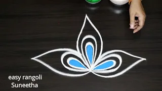 Unique Peacock rangoli kolam|| Beautiful Birds rangoli designs || Traditional Muggulu