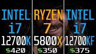 INTEL i7 12700K vs RYZEN 7 5800X vs INTEL i7 12700KF || PC GAMES BENCHMARK ||