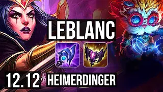 LEBLANC vs HEIMERDINGER (MID) | 7/2/8, Rank 14 LeBlanc | EUW Challenger | 12.12