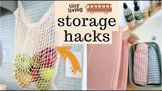 CAMPER KITCHEN STORAGE HACKS AND ORGANIZATION//tiny living