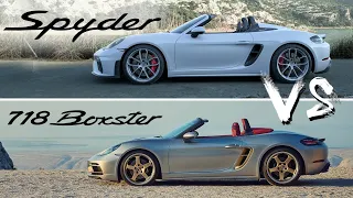 Spyder vs Boxster 25 years: Porsche 718 Head 2 Head. Detailed comparison & Exhaust sound!