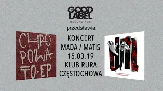 Koncert Mada/Matis - klub Rura - Częstochowa 15 marca 2019 #boombap #hiphop #polskirap