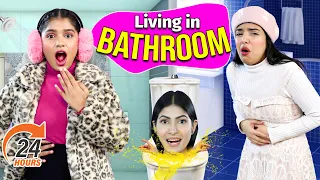 24 Hours Living in BATHROOM Challenge | Gone Extremely Wrong | DIY Queen